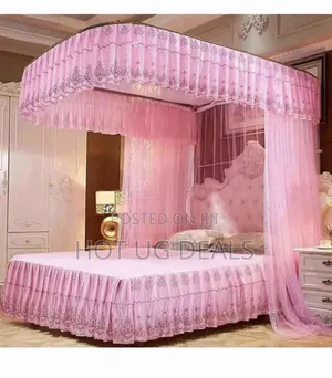 5x6 Two Stand Railed Mosquito Net - Pink Top Design May Vary