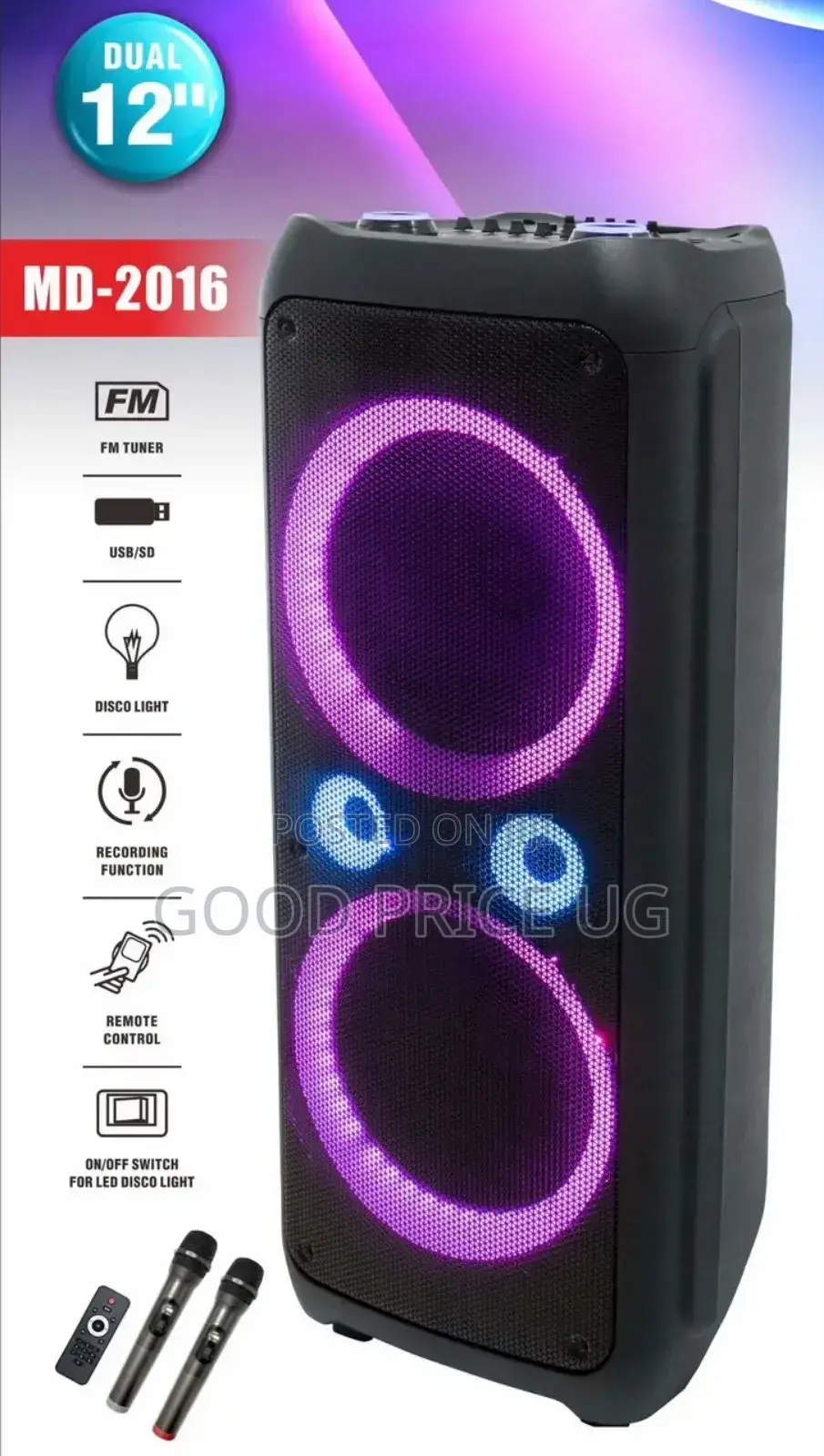 12 Inches Cortina Dual Speaker With 2 Microphones