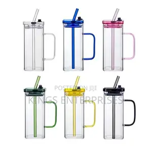Glass Drinking Cup With Straw