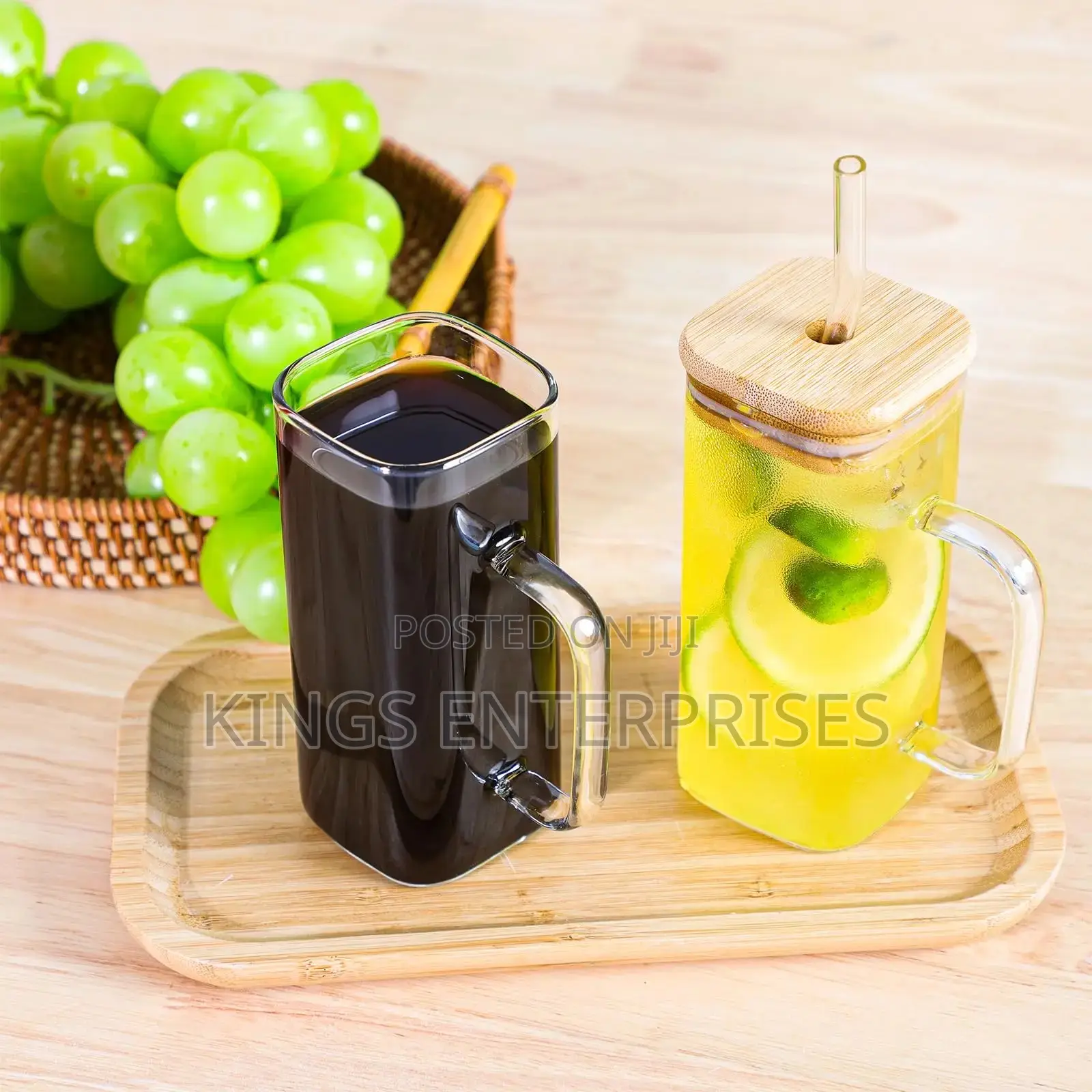 Glass Drinking Cup With Straw