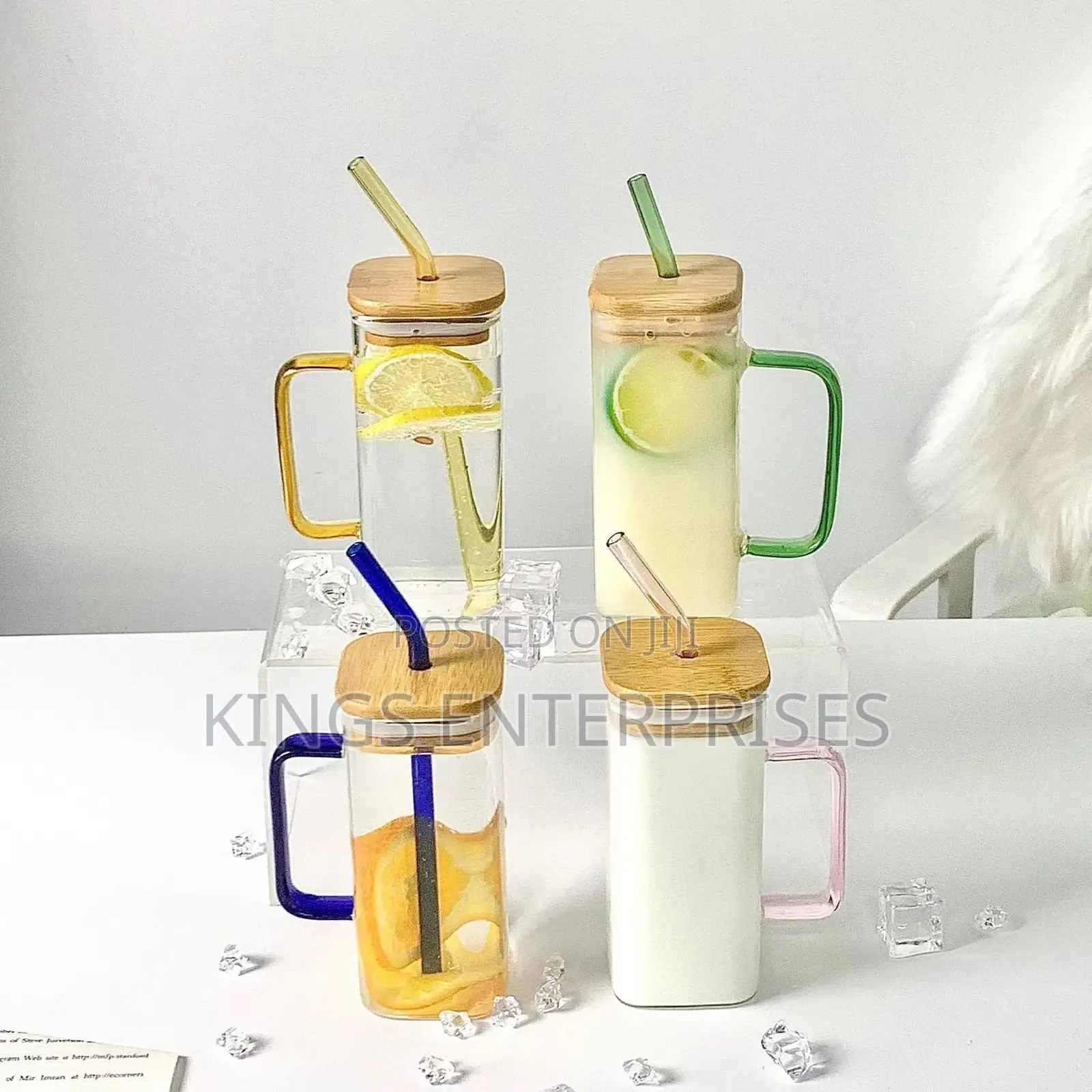 Glass Drinking Cup With Straw