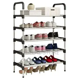 Metallic 5 Layer Shoe Rack