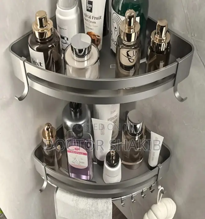 New 2 Sets of Stainless Steel Bathroom Shelves With Hooks