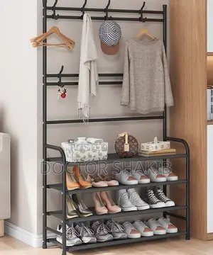 Photo - Heavy Duty Multifunctional 2-in-1 Simple Floor Shoe Hanger