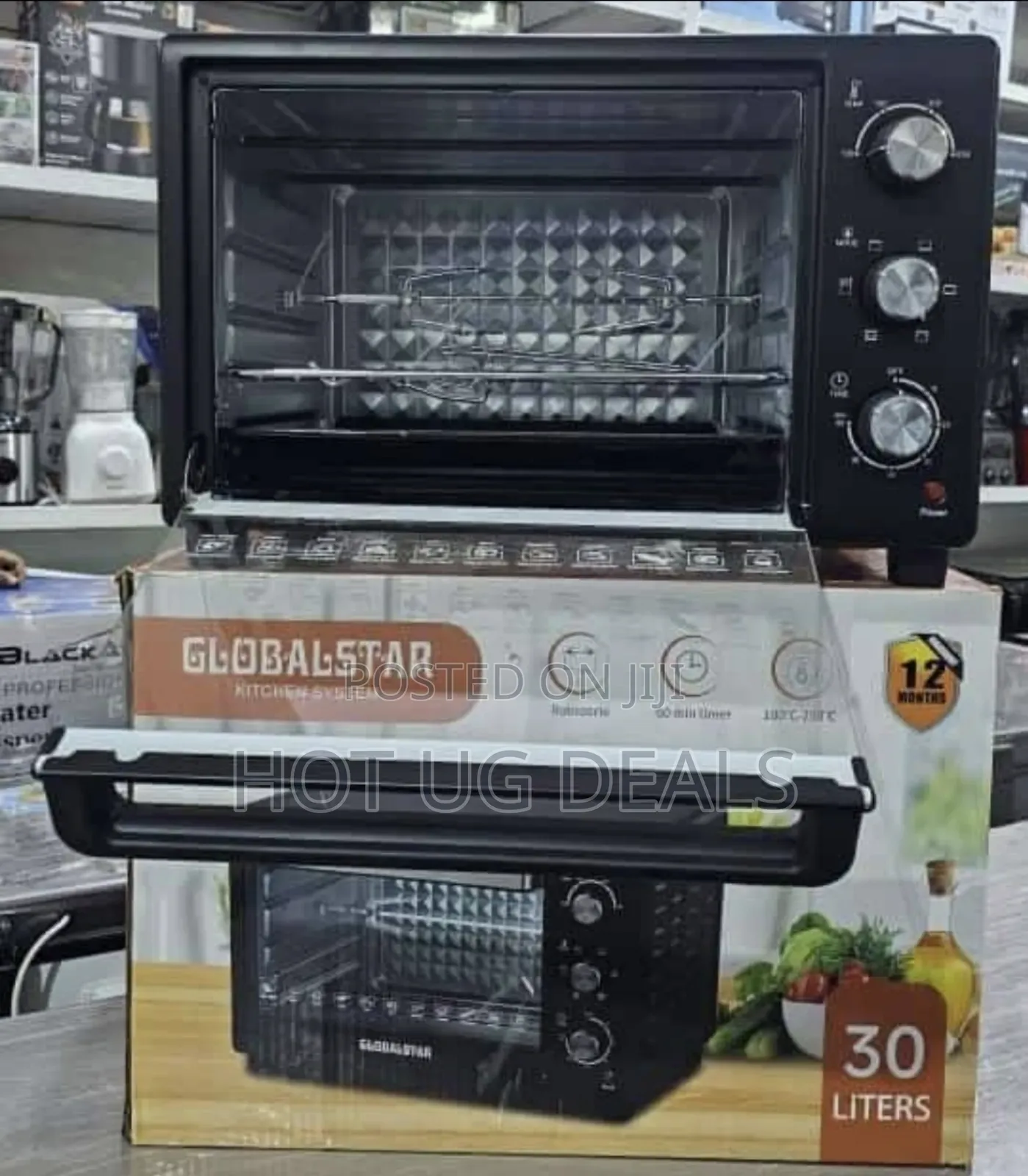 30l Globalstar Electric Oven Stainless Steel- Black