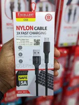 Fast Charging Nylon Cable , Nylon Cable 3× Fast Charging