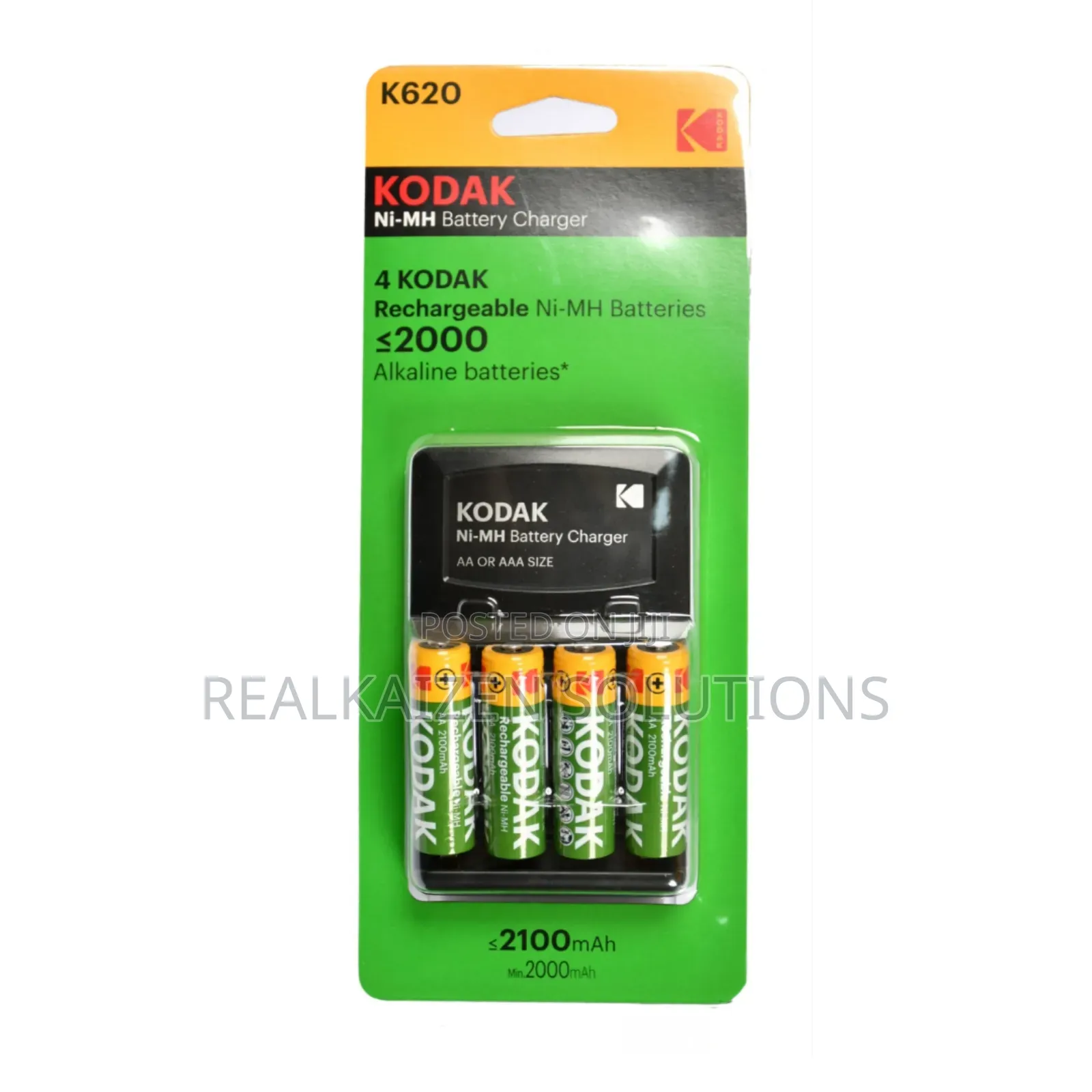 KODAK Battery Charger + 4 AA Rechargeable Batteries 2100 Mah