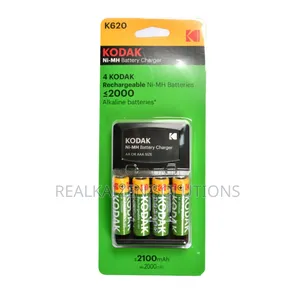 KODAK Battery Charger + 4 AA Rechargeable Batteries 2100 Mah