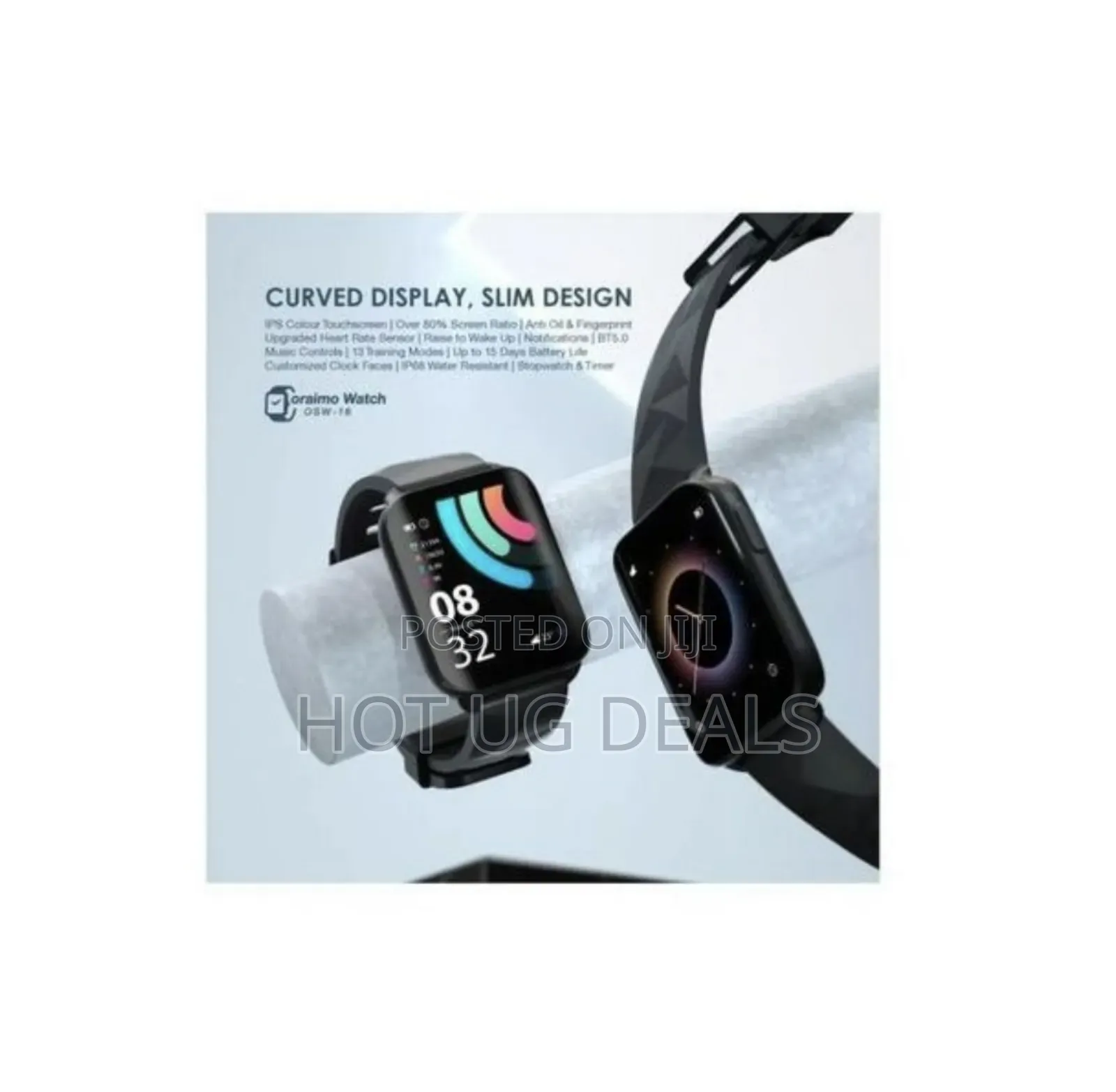 Oraimo 1.69'' IPS Screen IP68 Waterproof Smart Watch - Black