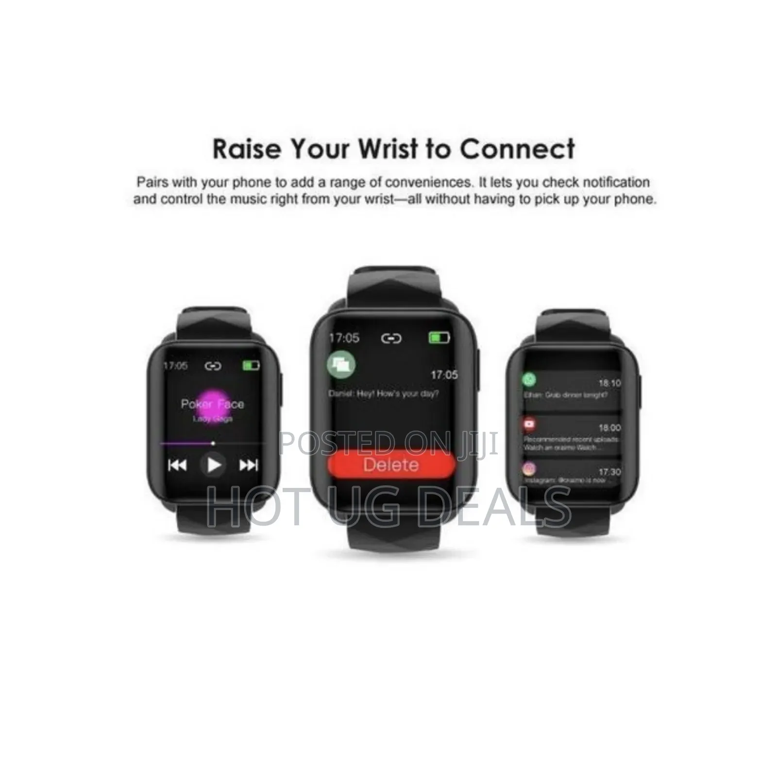 Oraimo 1.69'' IPS Screen IP68 Waterproof Smart Watch - Black