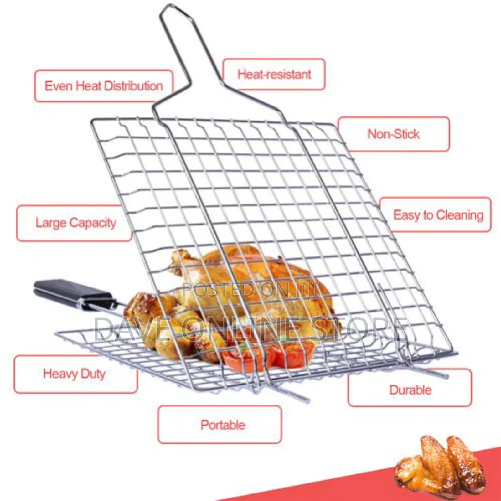 Grilling Basket Non-Stick Barbecue Basket Heavy Duty BBQ