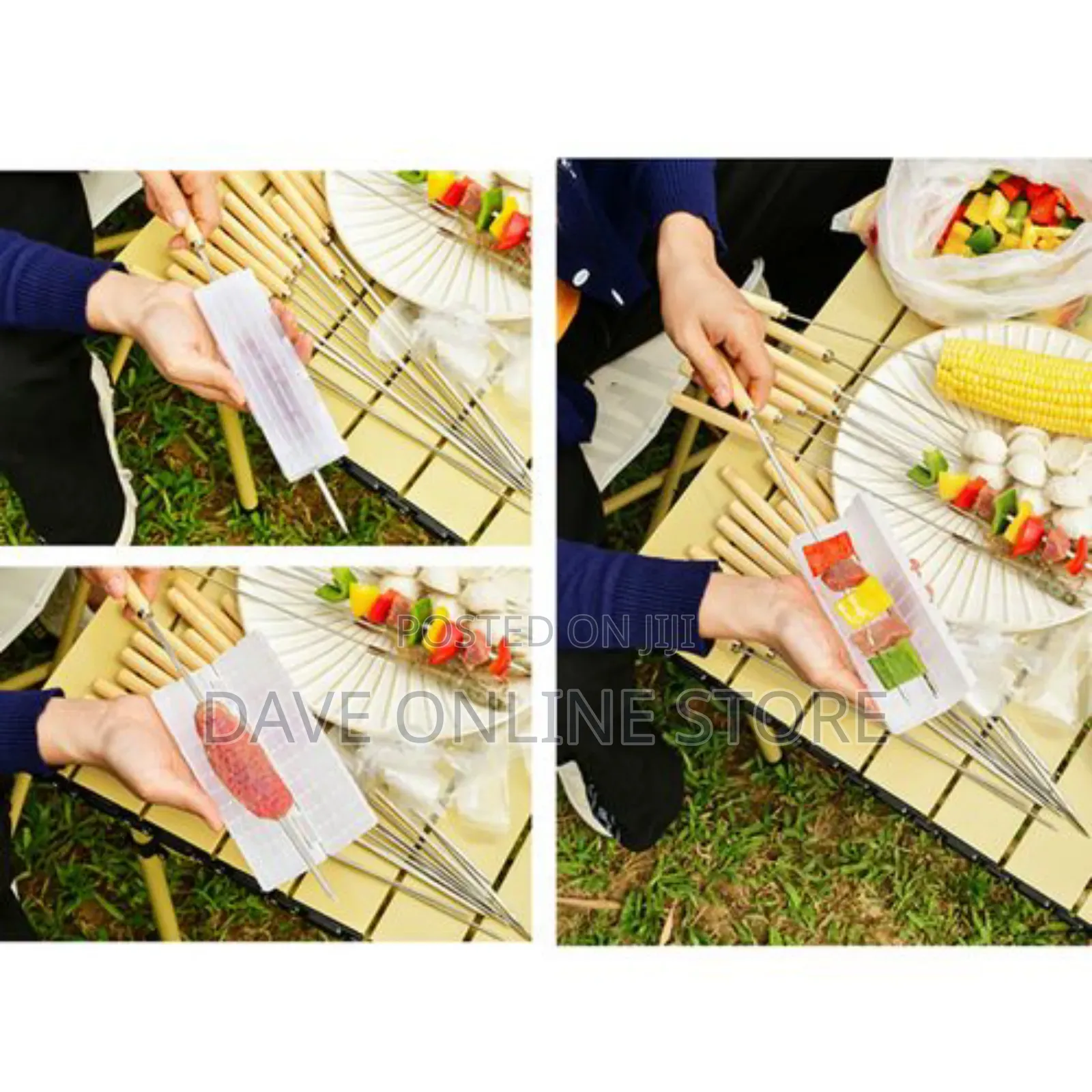 12PCS Barbecue Skewer Grilling Kabob Reusable Metal Skewers