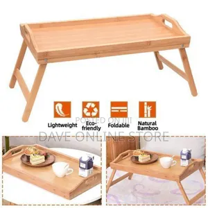 Wooden Foldable Portable Bed Table Food Serving Lap Tray -