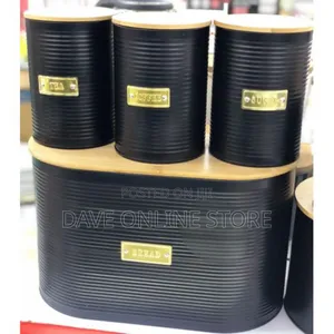 Bread Bin Set Made From Stainless Steel With Bamboo Cover