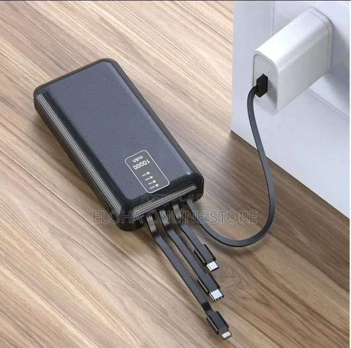 Slim Power Bank 10000mah Built in Cable Portable Charger