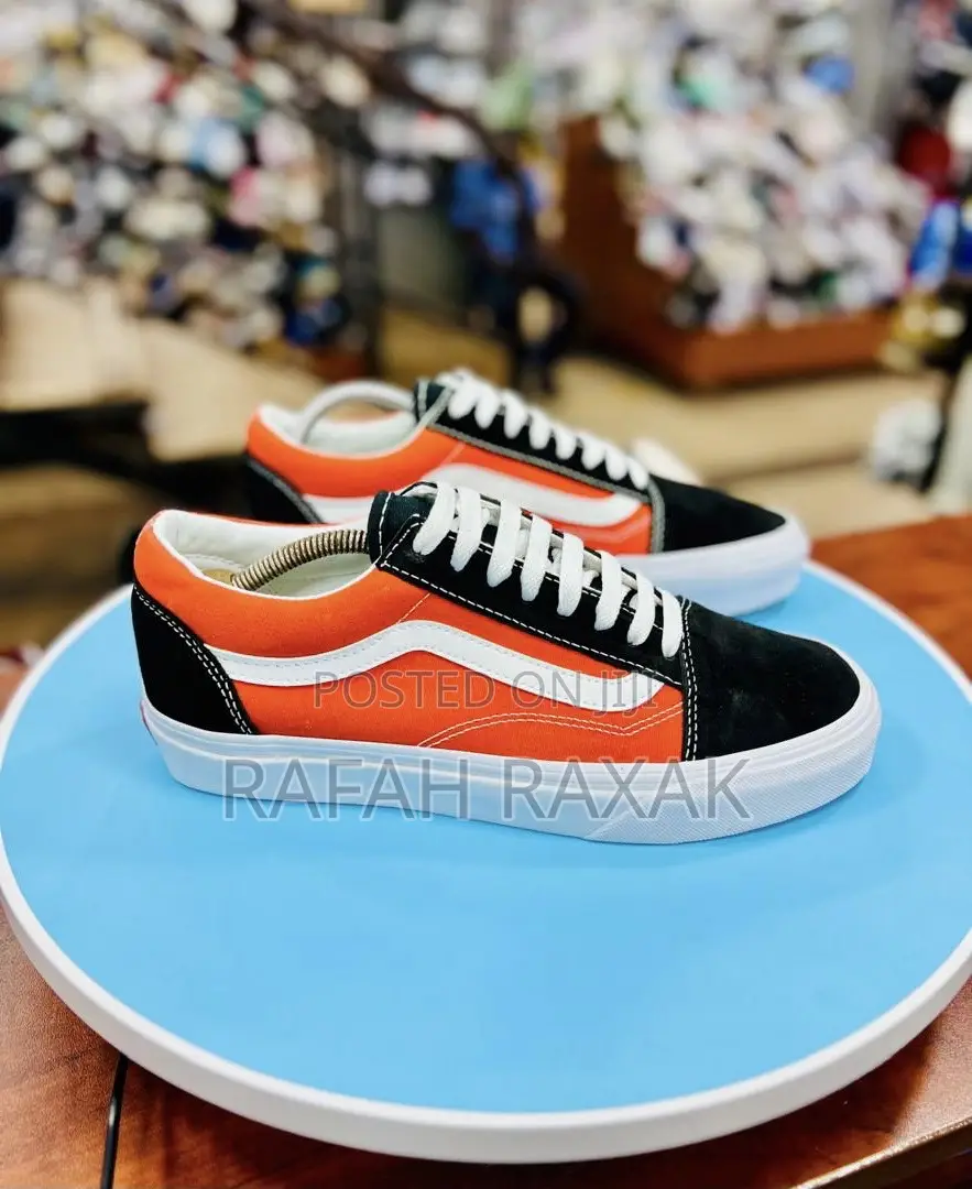 Original Vans Off the Wall Vintage Old Skool Black Orange