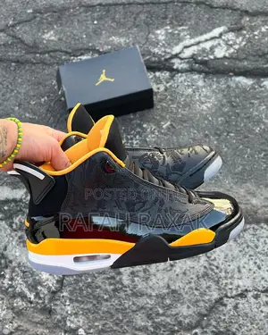 Original Black/Yellow Jordan Dub Zero Black Taxi Sneakers