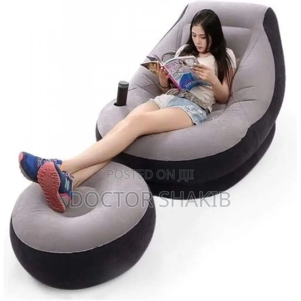 Intex Inflatable Flocking Air Chair With Footrest-New