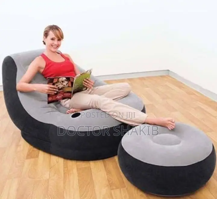 Intex Inflatable Flocking Air Chair With Footrest-New