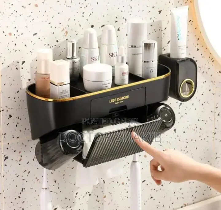Wall Mount Bathroom Organizer and Toothpaste Dispenser