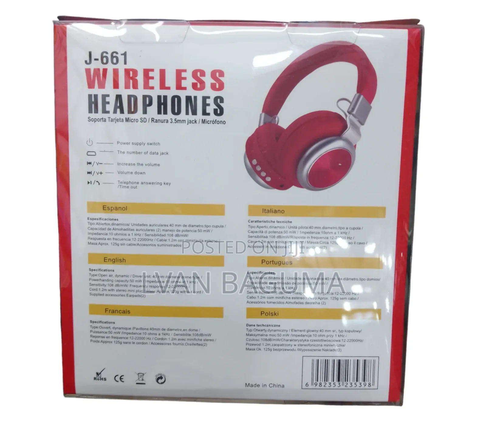 JBL Wireless Headphones Real Sound Exbass - Model J661
