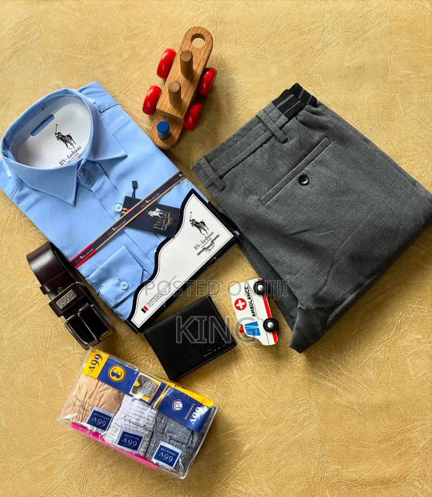 Sky-Blue Polo Ralph Lauren Shirt and Grey Gentle Trouser