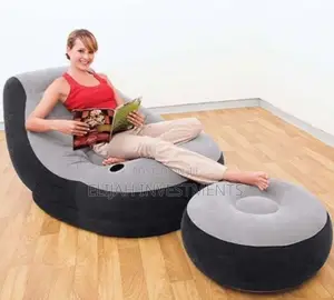 Inflatable Flocking Air Chair With Footrest