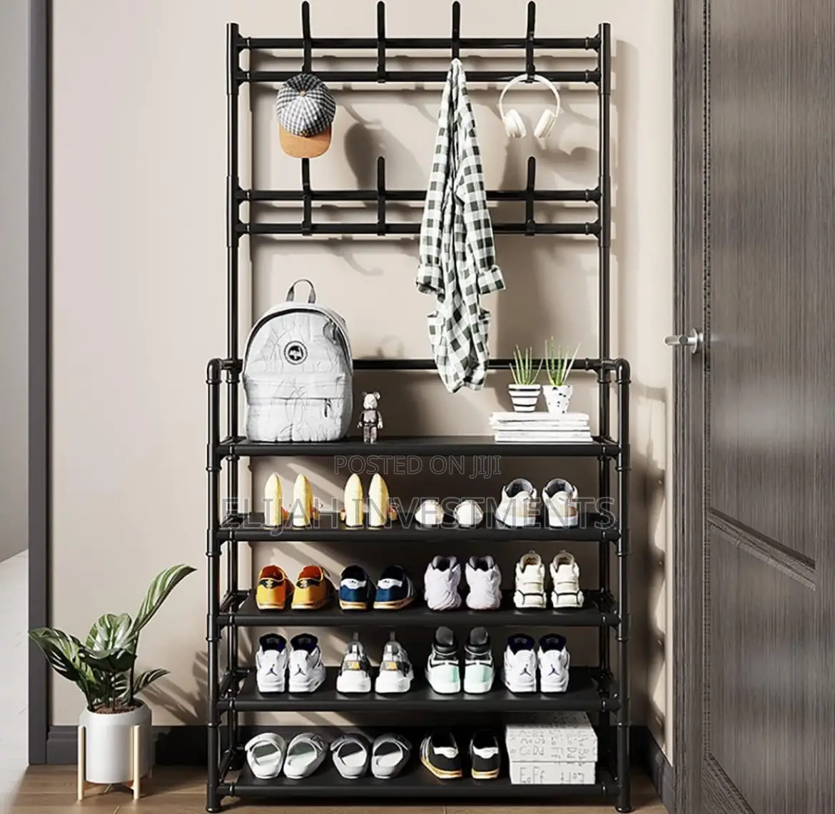 Multifunctional 5 Layer Shoe Rack With Cloth Organizer