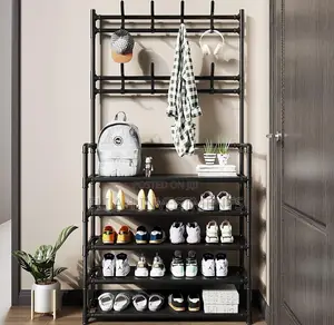 Multifunctional 5 Layer Shoe Rack With Cloth Organizer