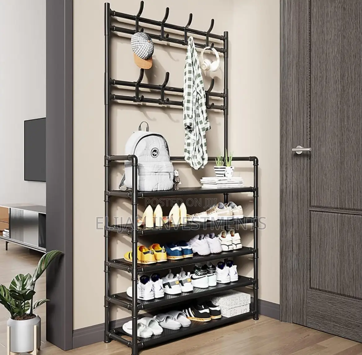 Multifunctional 5 Layer Shoe Rack With Cloth Organizer