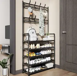 Multifunctional 5 Layer Shoe Rack With Cloth Organizer