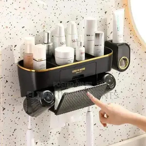Wall Mounted Bathroom Organizer And Toothpaste Dispenser