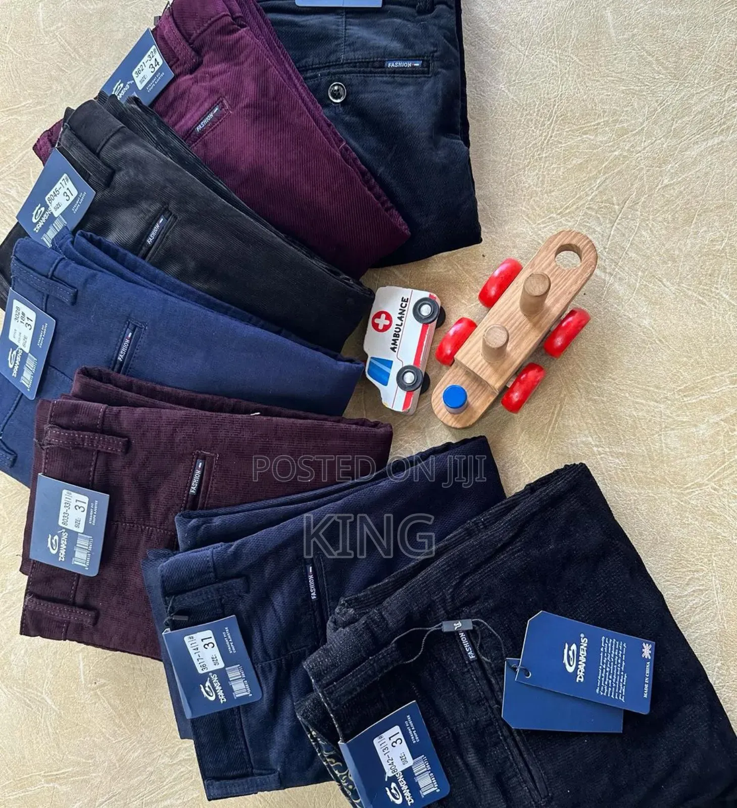 Khaki Trousers . Bright and Dull Colours