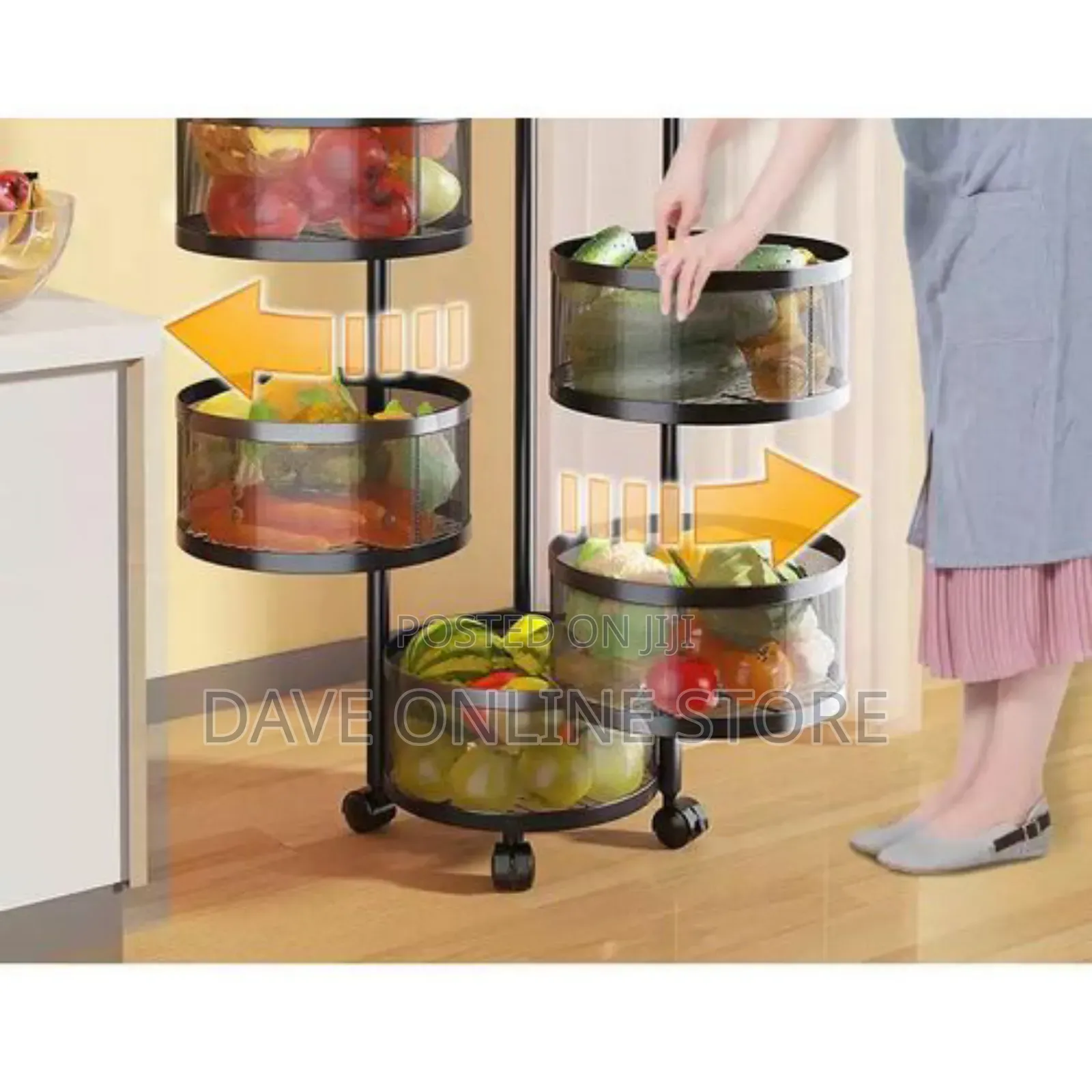Kitchen Multilayer Rotating 5 Rack Multifunctional-Black