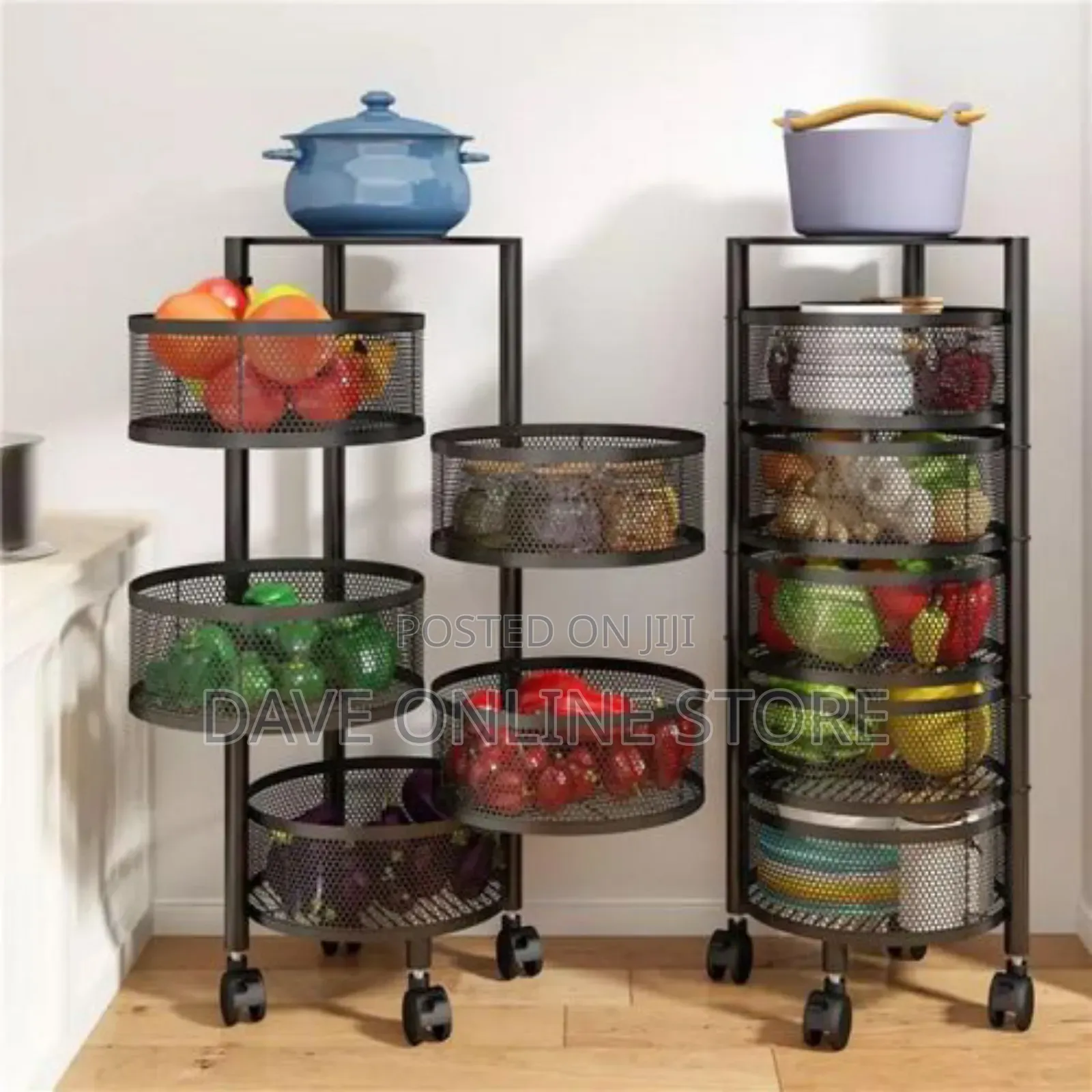 Kitchen Multilayer Rotating 5 Rack Multifunctional-Black