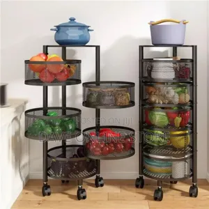 Kitchen Multilayer Rotating 5 Rack Multifunctional-Black