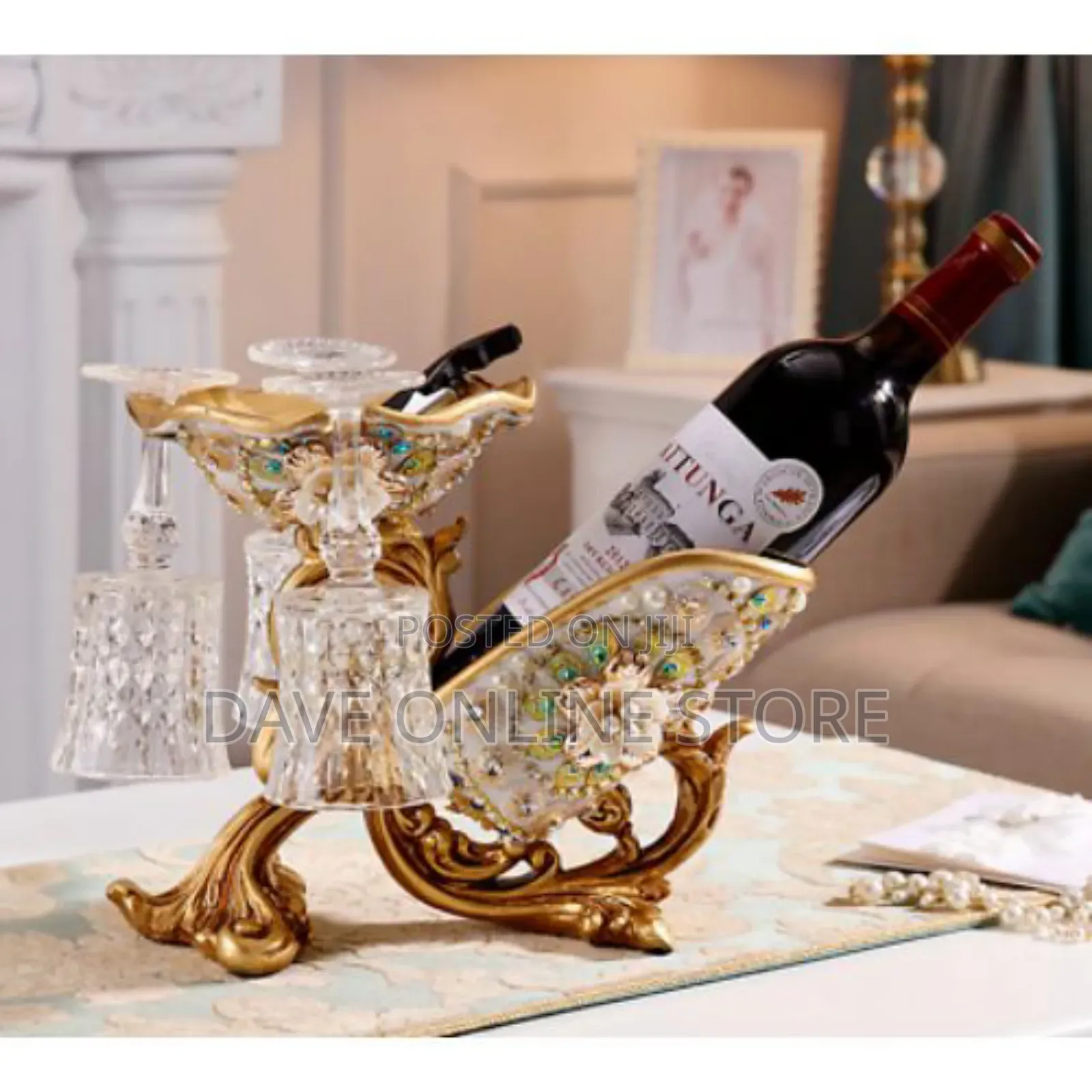 Wine Bottle Holder Floral Vintage Home Decor Glass Stand