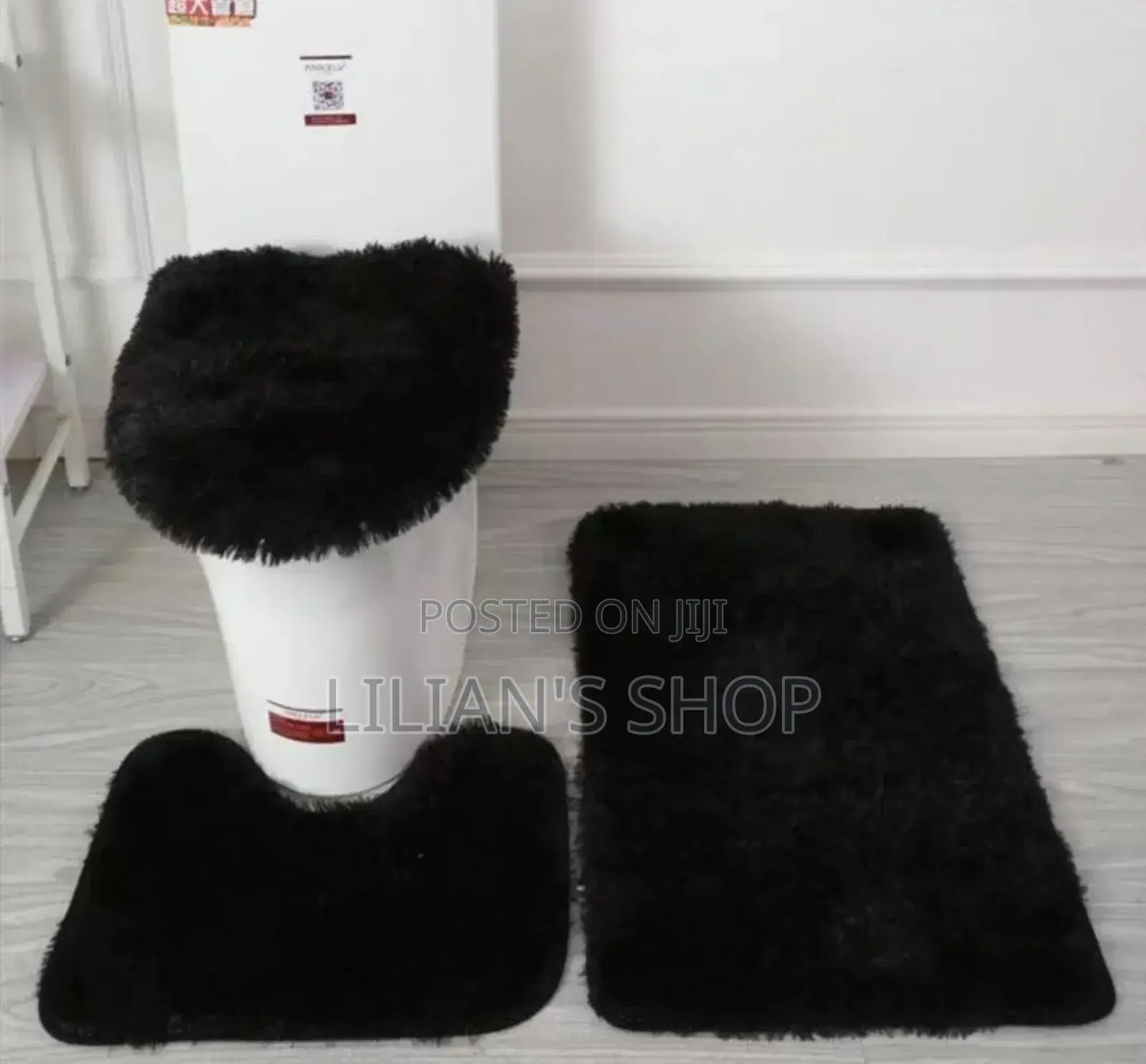 3pcs Plush Anti Slip Bathroom Mat