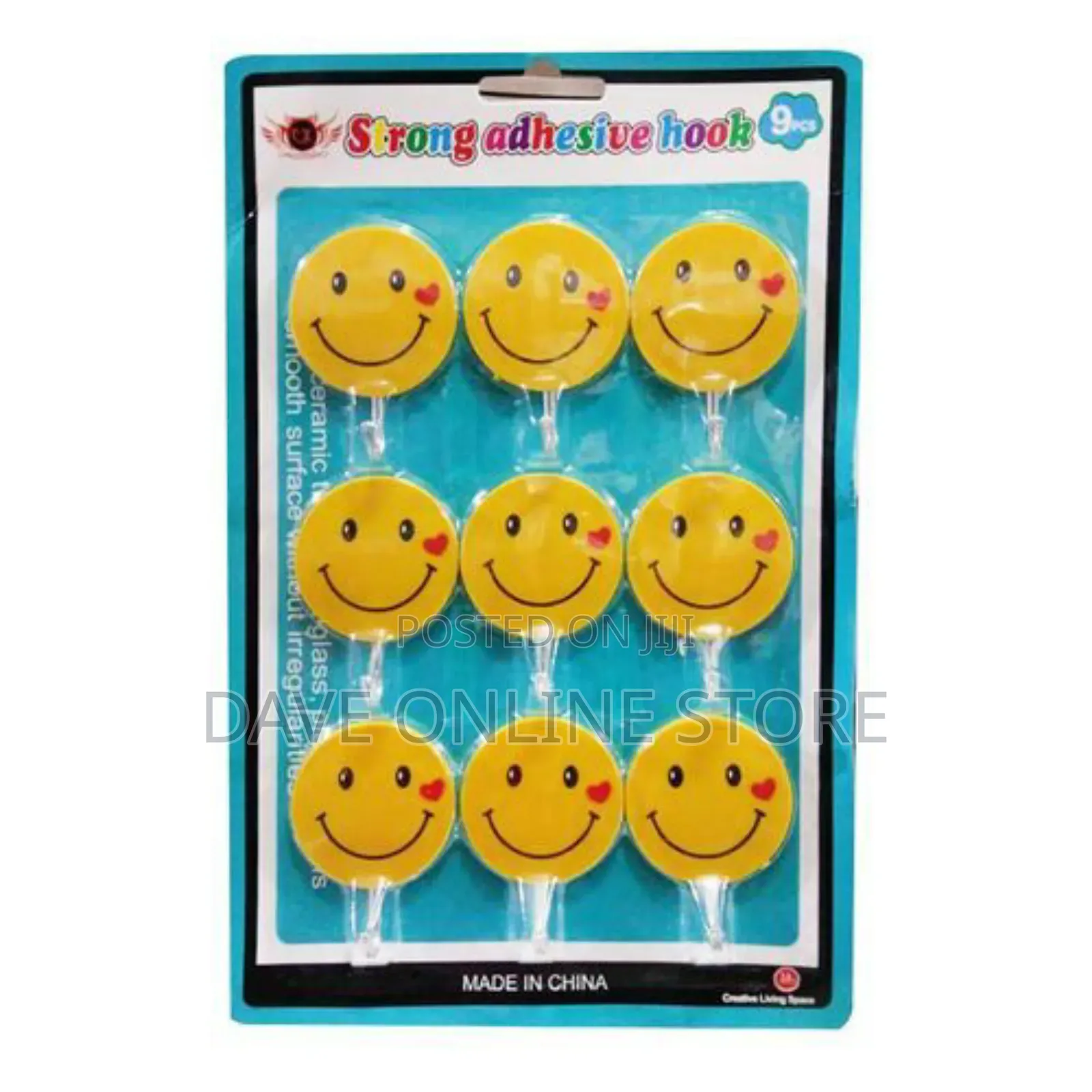 9 Pin Strong Hooks With Simley Characters-Yellow