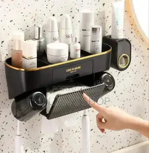 Wall Mounted Toothpaste Toothbrush Despenser -Black