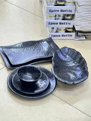 Multifunctional Heavy Duty Black Melamine Dinner Sets 36pics