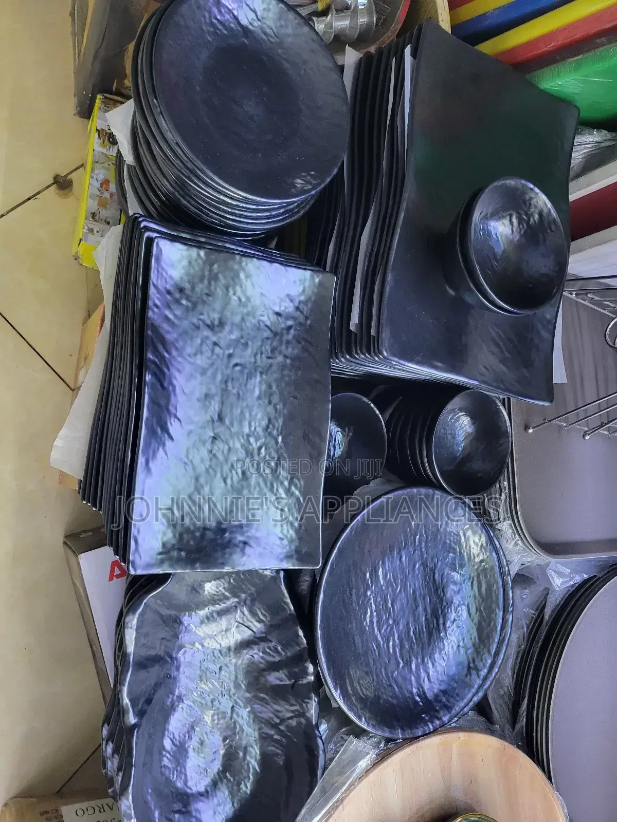Multifunctional Heavy Duty Black Melamine Dinner Sets 36pics