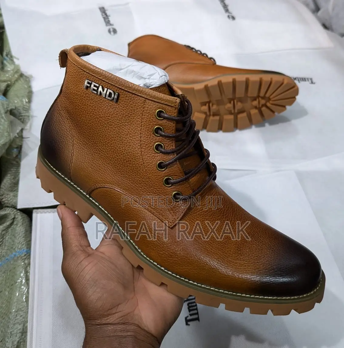 Original Men’S Brown Fendi Gentle/Casual Leather Ankle Boots