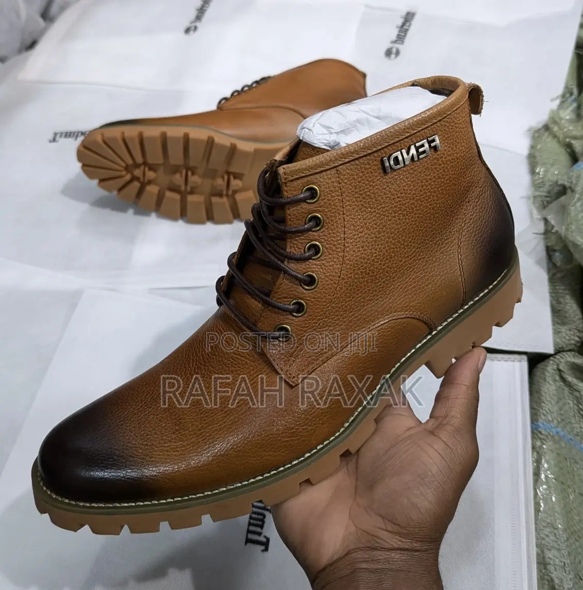 Original Men’S Brown Fendi Gentle/Casual Leather Ankle Boots