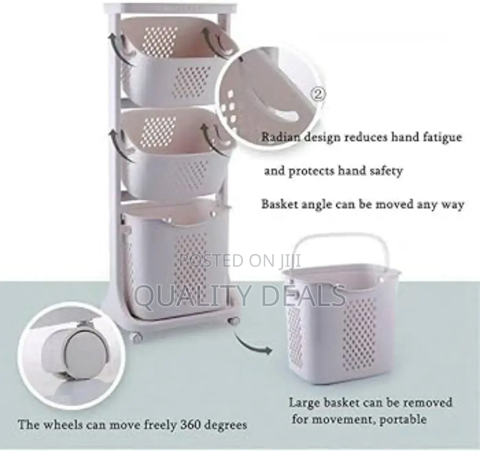 3 Tier Plastic Laundry Basket With Wheels