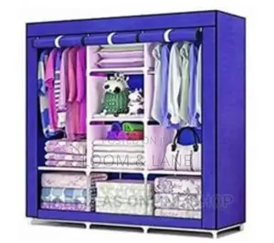 Fashionable 3colomn Wooden and Cloth Frame Wardrobe