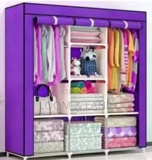 Fashionable 3colomn Wooden and Cloth Frame Wardrobe