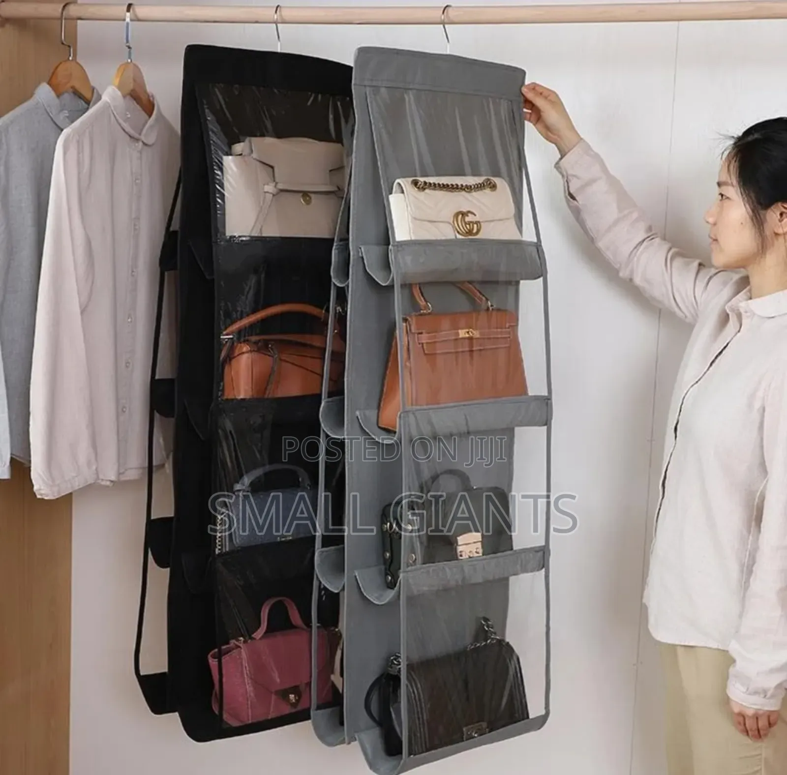 Double Column 8- Grid Hanging Handbag Organizer