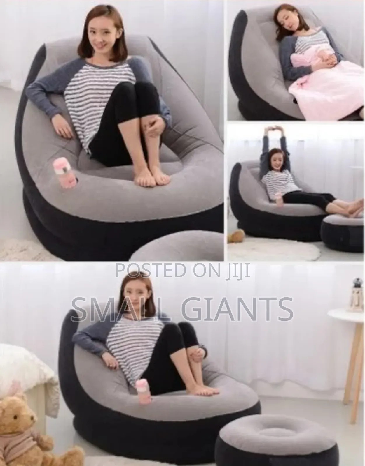 Intex Inflatable Flocking Air Chair With Footrest and Pump