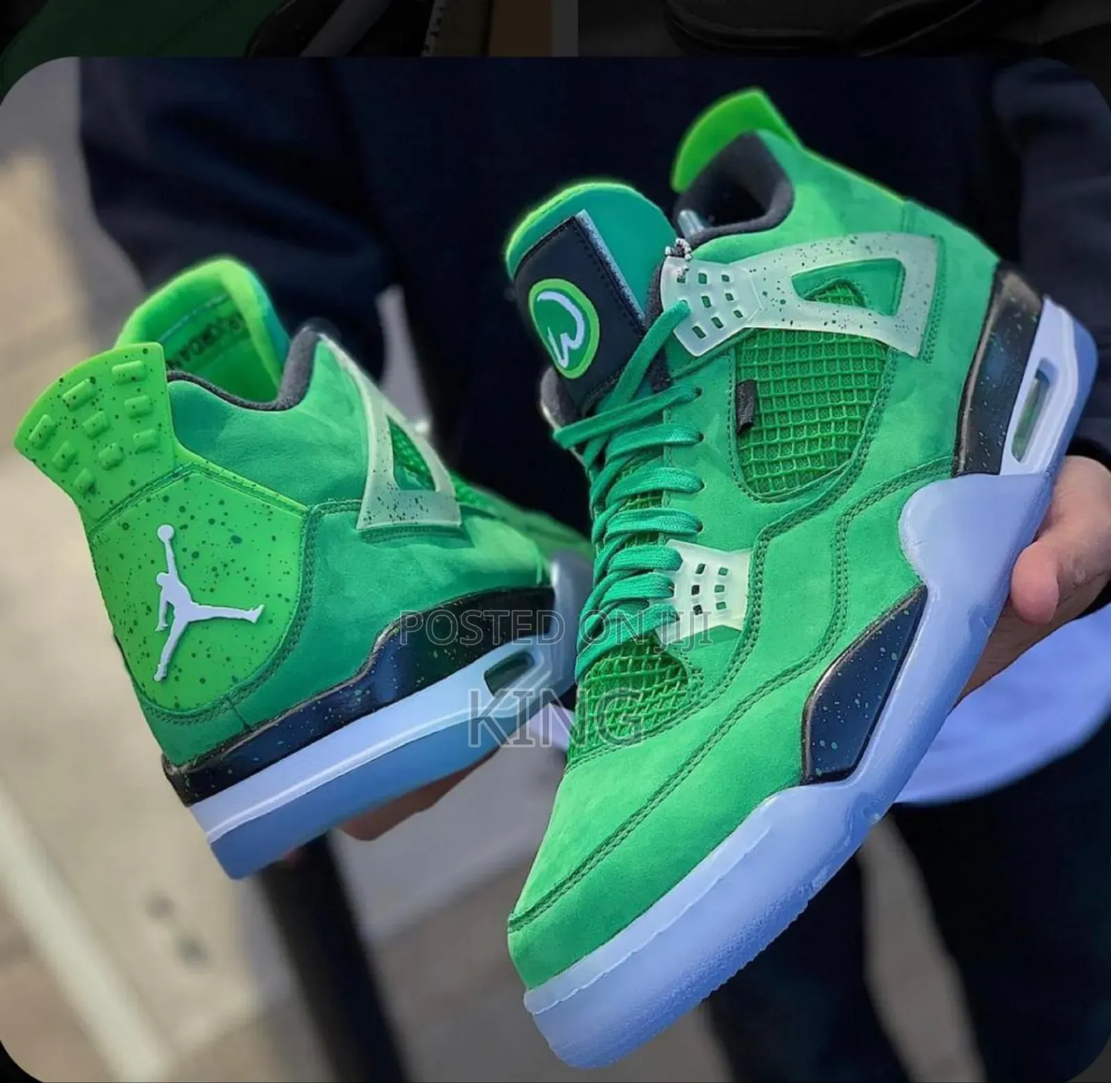 Jordan 4 "Wahlburgers" Pe Green Black